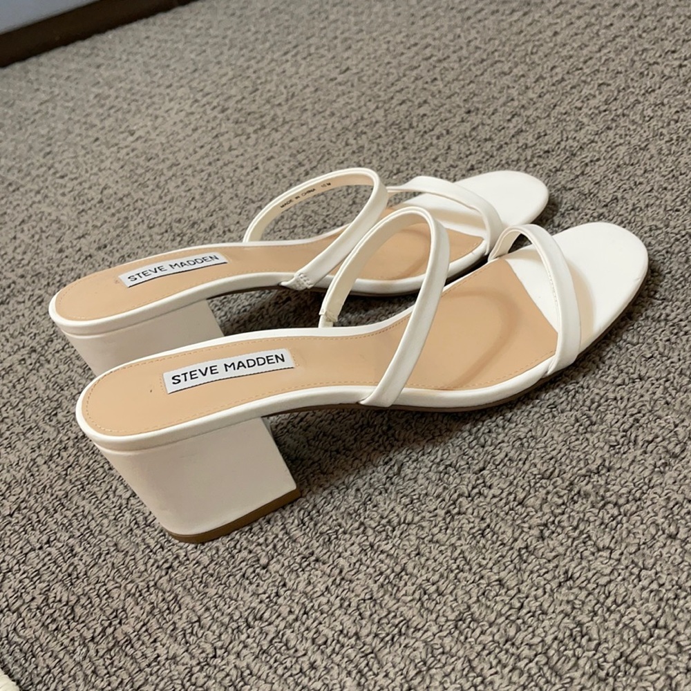 White Steve Madden Block Heel